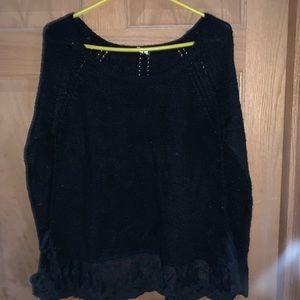 Black sweater with lace trim